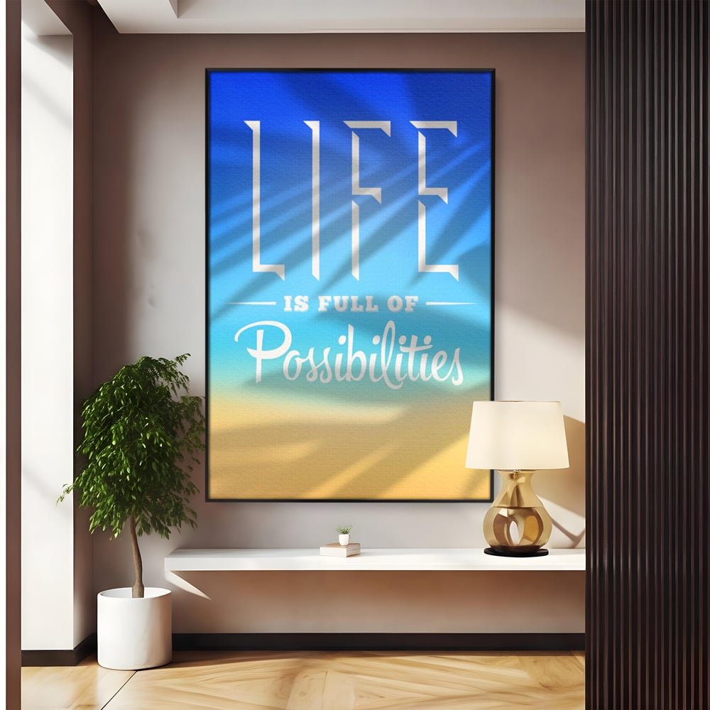 Tablou canvas cu tablou motivational vertical cu mesaj, in rama de aluminiu negru
